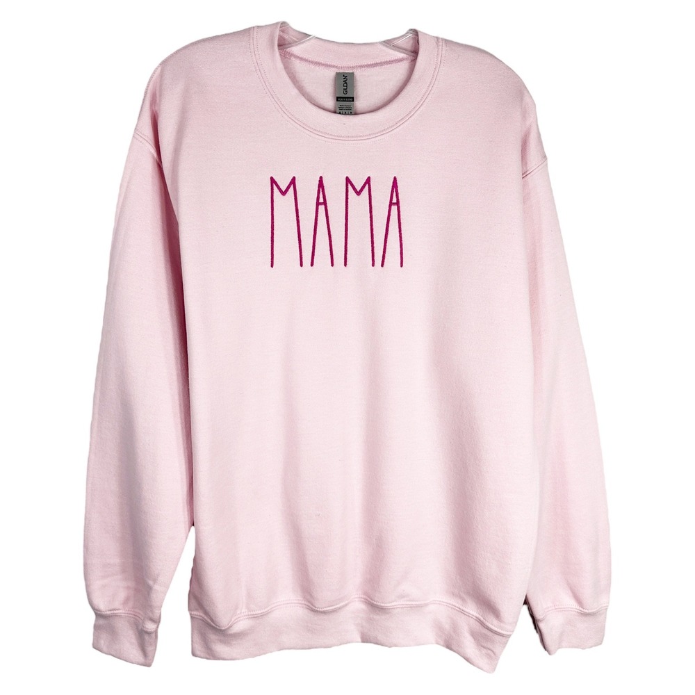 Gildan Light Pink Crewneck with Dark Pink 'MAMA' Script